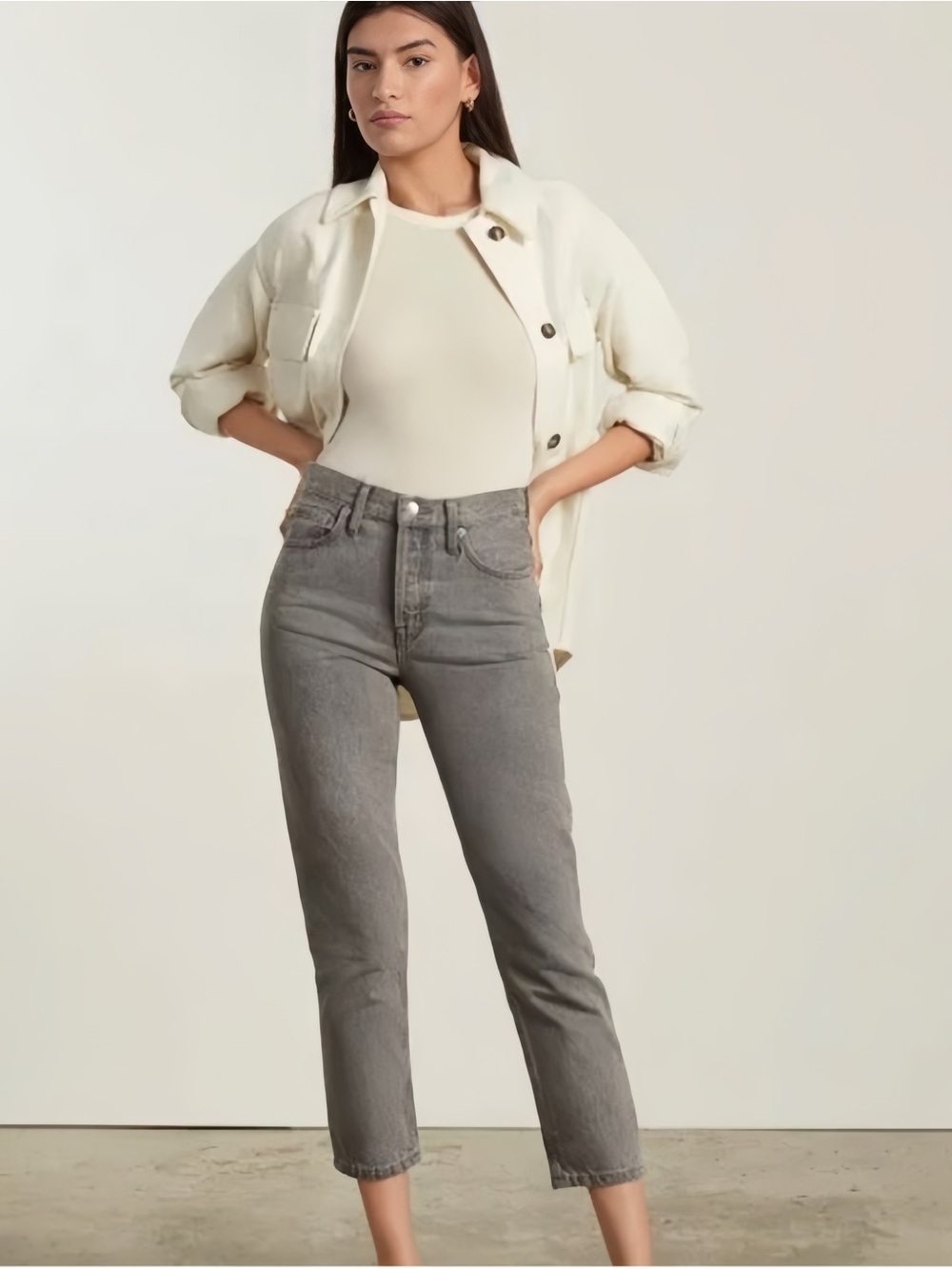 Everlane The 90s Cheeky Crop Jeans Gray Wash Size 26